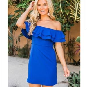 Pink lily royal blue dress